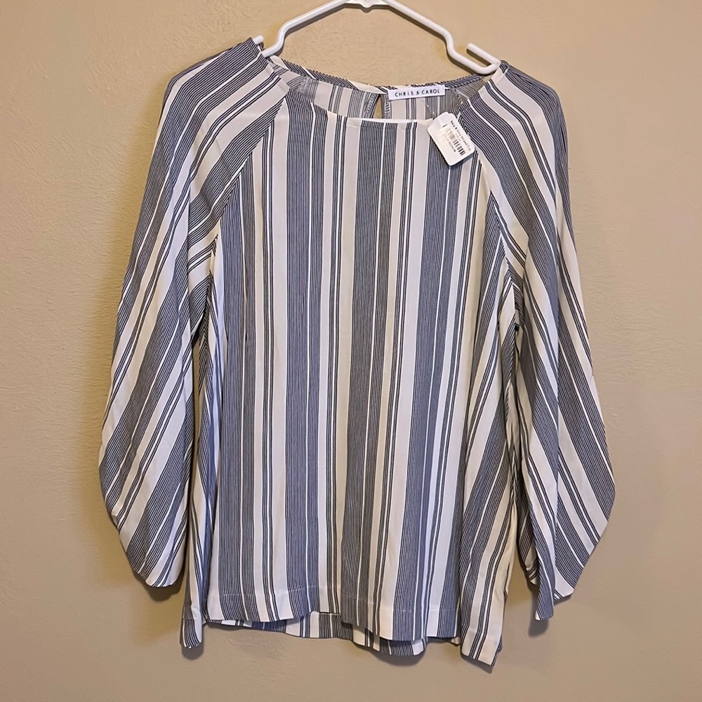 Chris and Carol ivory/navy top